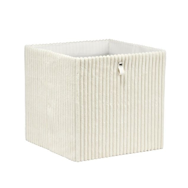 Panier de rangement 20L velours c&ocirc;tel&eacute; beige