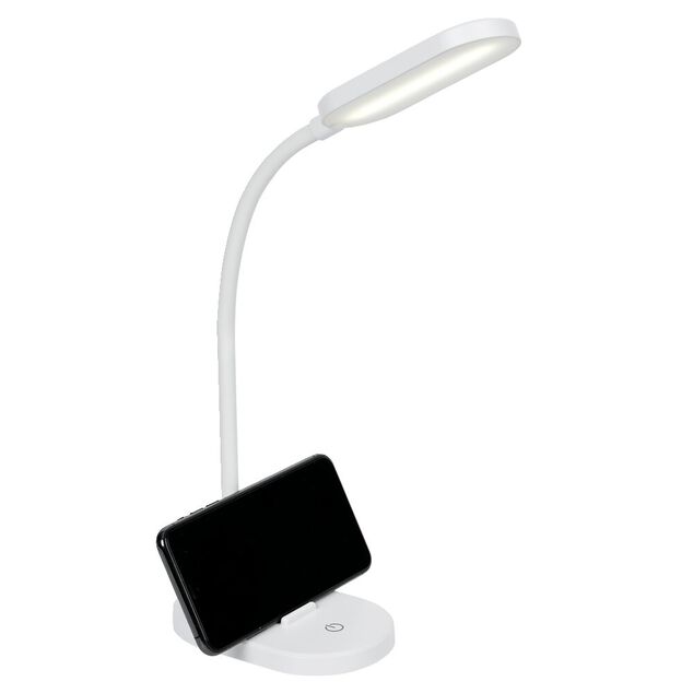 Lampe de bureau flexible à LED avec support téléphone blanche
