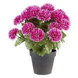 Pot mini chrysanth&egrave;me H33 cm violet - Fleur artificielle