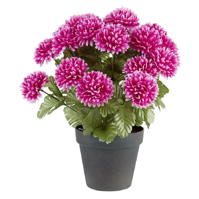 Pot mini chrysanth&egrave;me H33 cm violet - Fleur artificielle