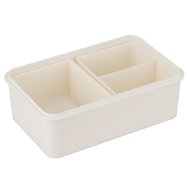 Lunch box plastique blanc motif floral 21x14xH7cm