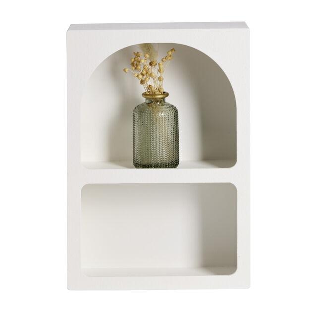 &Eacute;tag&egrave;re 2 niches bois blanc 24x9xH34cm