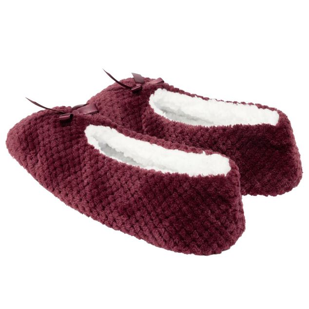 Chaussons ballerines fourr&eacute;s femme rouge bordeaux 38/39