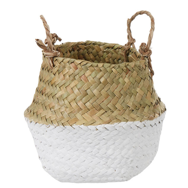 Pani&egrave;re tress&eacute;e jonc de mer bicolore blanc naturel