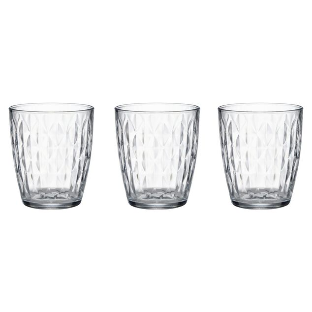 Verre 34cl x6 losange relief en verre transparent &Oslash;8,5xH10cm