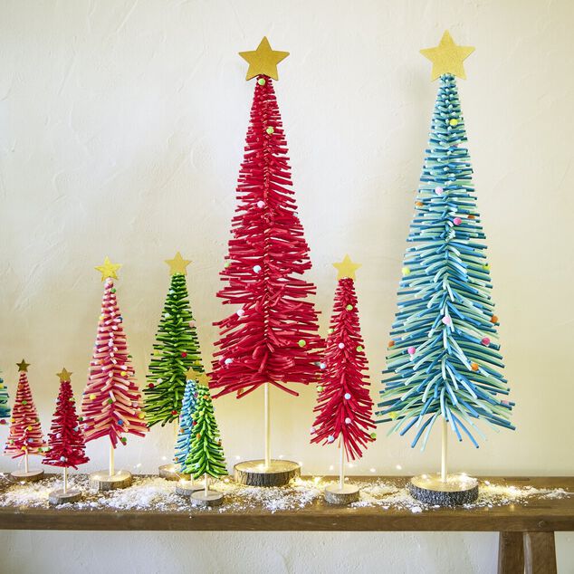 Sapin en feutrine et bois &agrave; poser H90cm - 4 mod&egrave;les