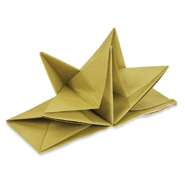 Serviette origami en papier dor&eacute; x12