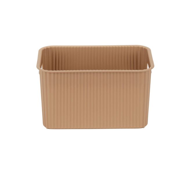 Pani&egrave;re de rangement 4L rectangulaire plastique marron 25,5x17xH12,5cm