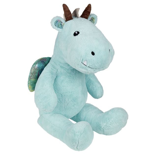 Peluche dragon polyester 100x40x30cm bleu