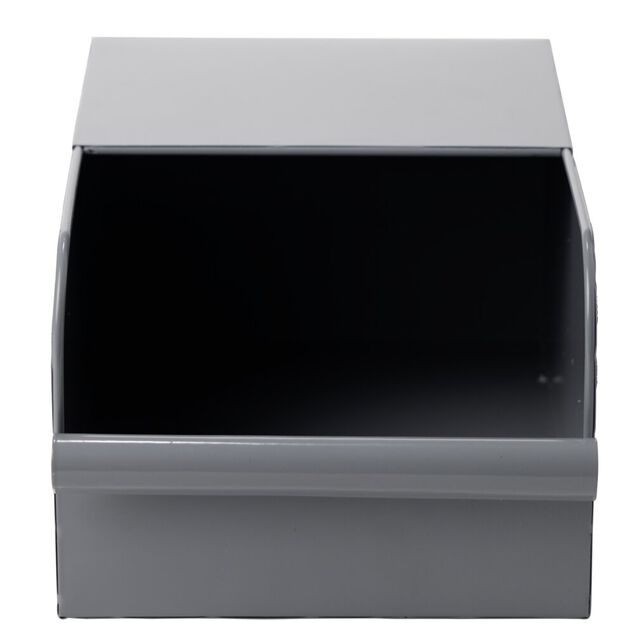 Bac de rangement en m&eacute;tal gris - L17,5 x l25 x H12,5 cm