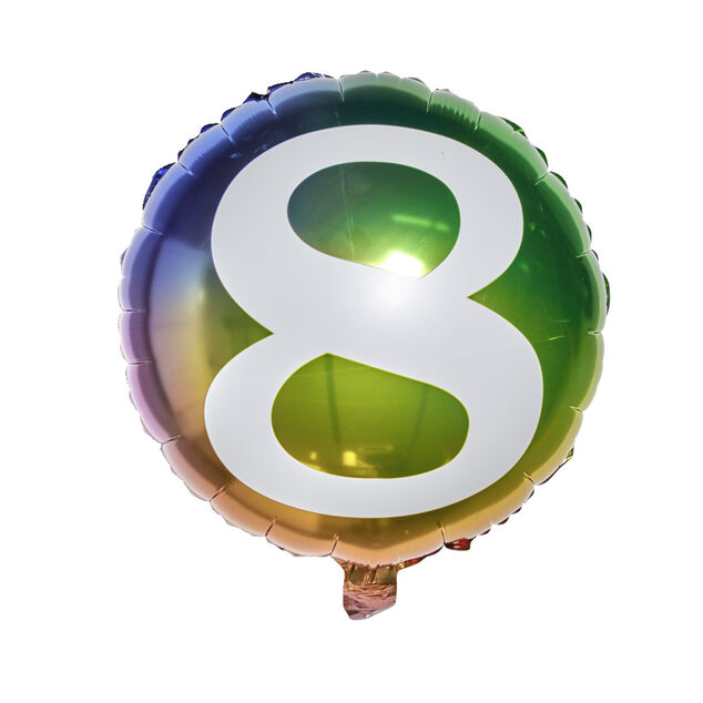 Ballon alu chiffre 8 métallisé multicolore Ø45cm