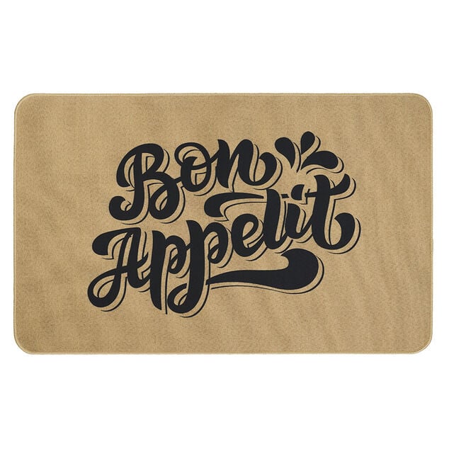 Tapis de cuisine effet lin inscription Bon app&eacute;tit 80x50 cm