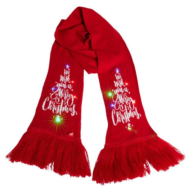 &Eacute;charpe Merry Christmas lumineuse 12LED rouge