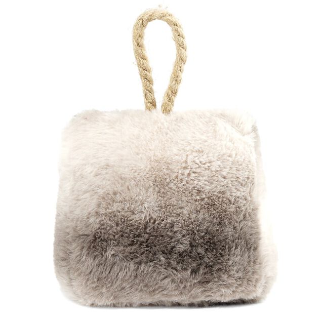 Bloque porte fausse fourrure avec lanière corde - 2 coloris