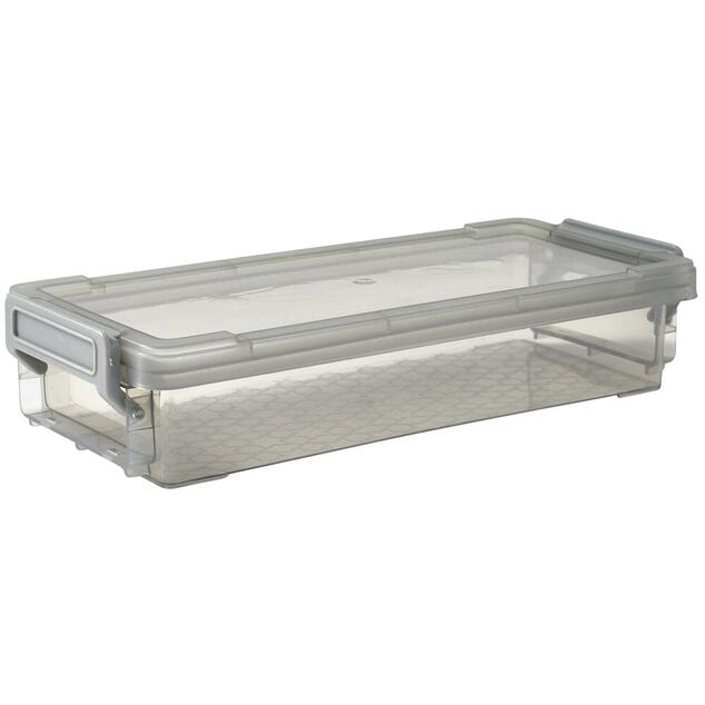 Bo&icirc;te de rangement avec fermeture &agrave; clip gris 4 L