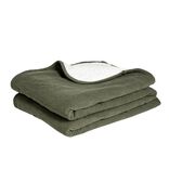 Plaid sherpa et c&ocirc;tel&eacute; vert 130x160cm