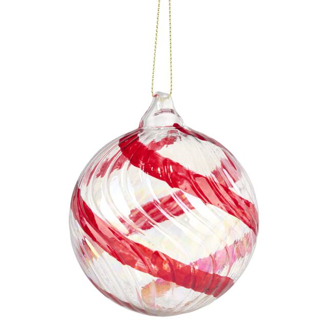 Boule de No&euml;l spirale en verre &Oslash;8cm (2 mod&egrave;les)