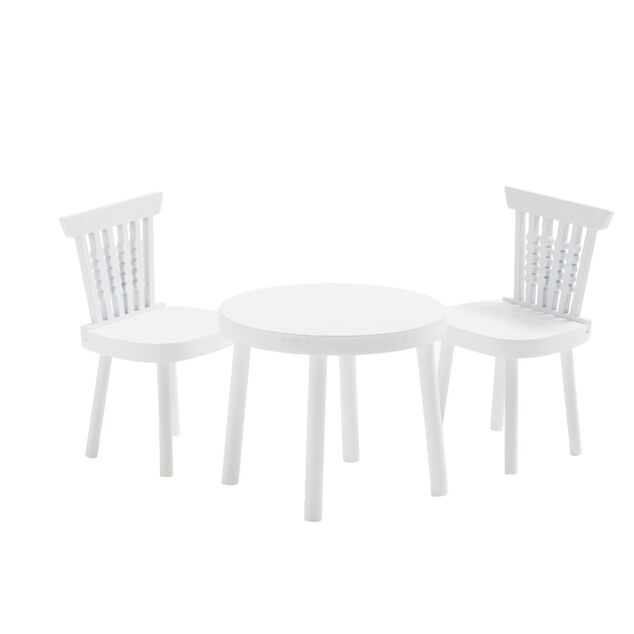 Lot de 2 chaises avec table pour lutin farceur en bois blanc