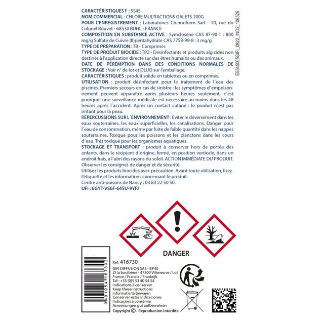 Chlore multifonction piscine galets 200g Aquaway 5kg