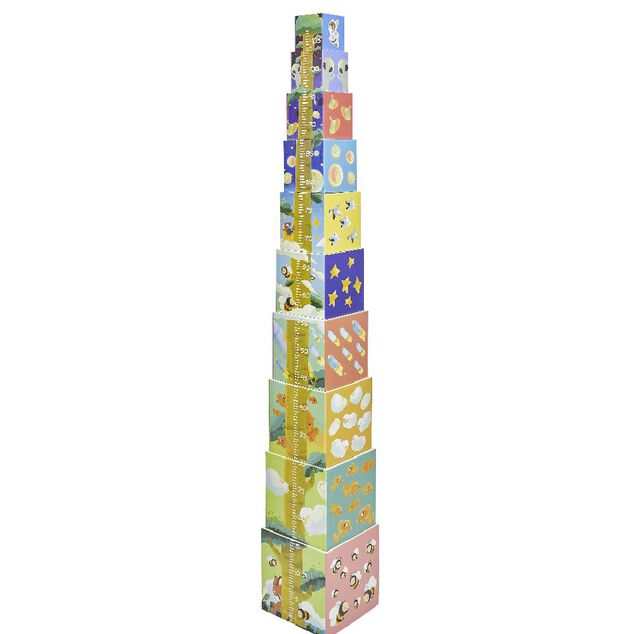 Pyramide d'&eacute;veil 10 cubes en carton &agrave; empiler H.110 cm