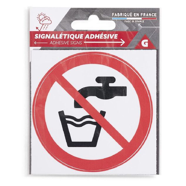 Signal&eacute;tique adh&eacute;sive "Eau non potable" - 8x8 cm