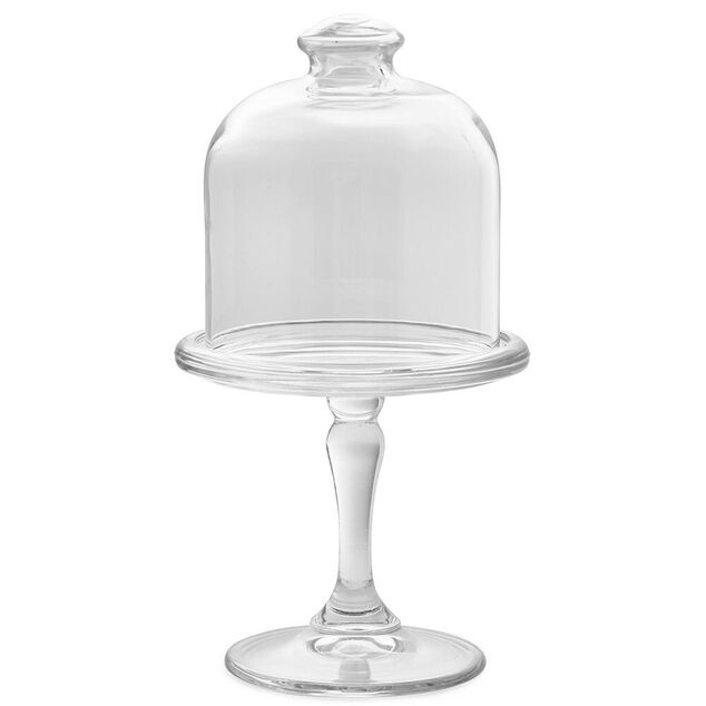 Plateau de pr&eacute;sentation sur pied avec cloche &Oslash;10cm verre transparent