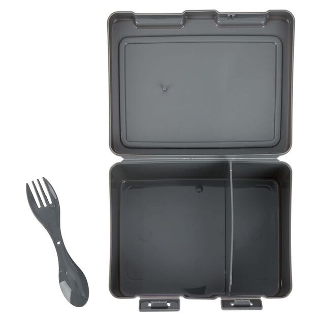 Lunch box &agrave; 2 compartiments - Bo&icirc;te alimentaire en plastique gris 1L