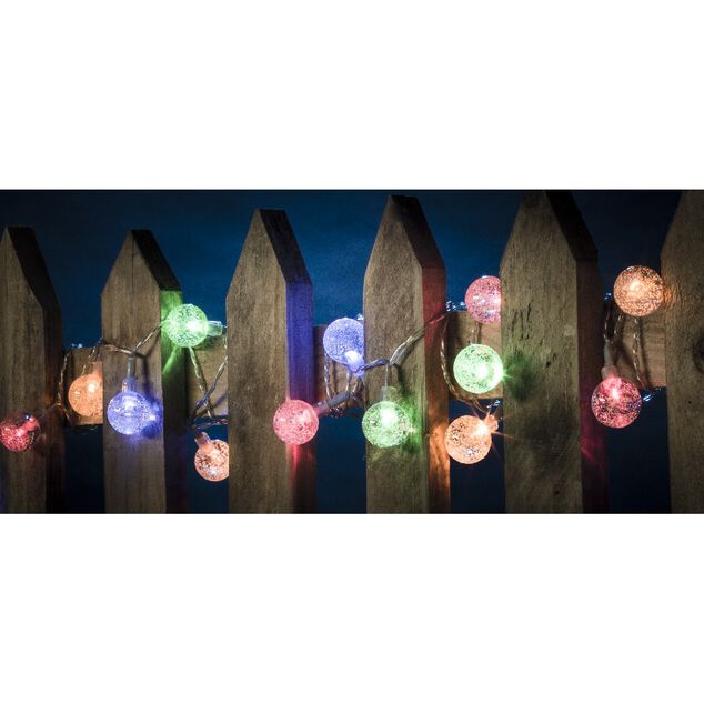 Guirlande Solaire 30 boules multicolore clignotant fixe 5,8 m