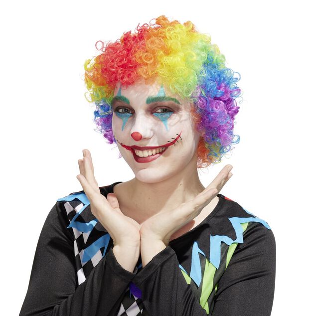 Perruque Halloween adulte clown multicolore