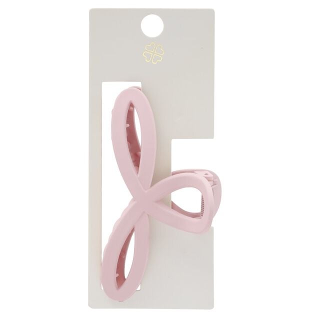 Pince cheveux plastique forme ruban rose L10cm