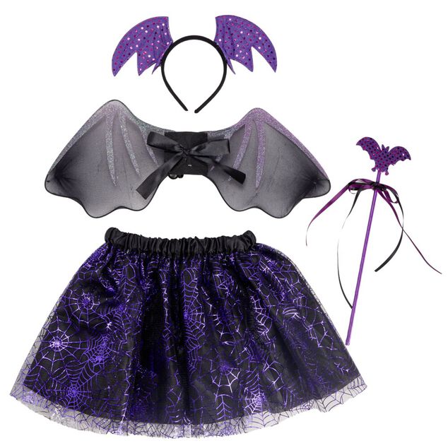 D&eacute;guisement enfant fille chauve-souris 2 pi&egrave;ces noir et violet taille unique