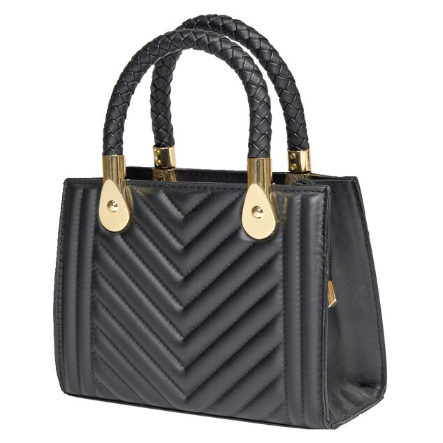 Sac &agrave; main simili noir avec d&eacute;tails dor&eacute;s et bandouli&egrave;re amovible 20x9xH13,5cm