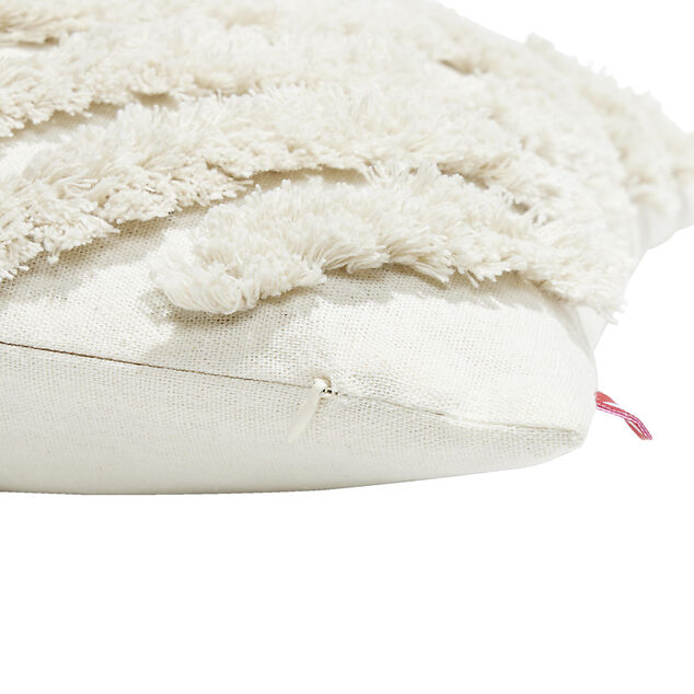 Housse de coussin carr&eacute;e coton tuft&eacute; beige 40x40cm