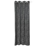 Rideau jacquard à oeillets motif feuille tropicale noir et gris