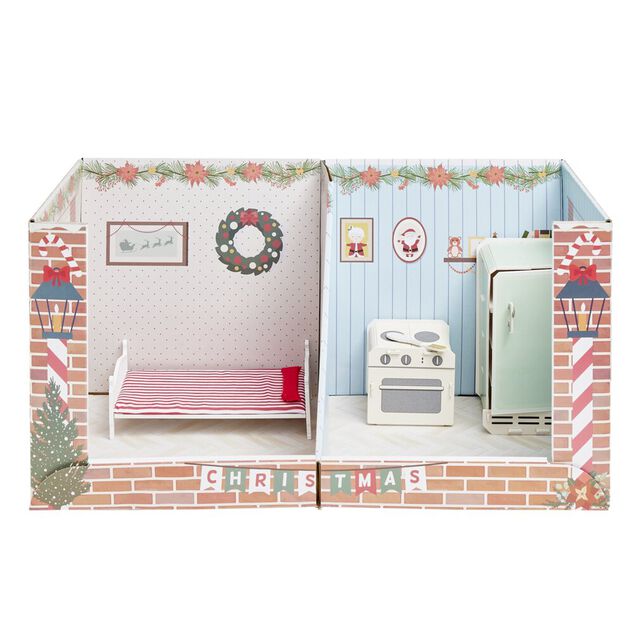 Appartement 2 pi&egrave;ces pour lutin farceur empilable en carton 30x30xH60cm