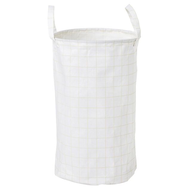 Panier &agrave; linge 60L tissu blanc
