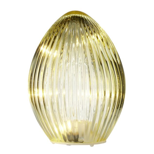 oeuf d&eacute;coratif lumineux &agrave; LED en verre &Oslash;7,5xH10cm (4 mod&egrave;les)