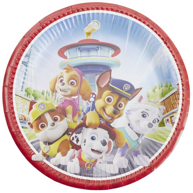 Lot de 8 assietes rondes en carton Pat Patrouille bleues &Oslash;22,5cm