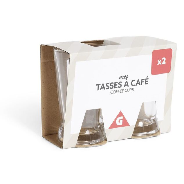 Lot de 2 tasses &agrave; caf&eacute; 170ml verre transparent