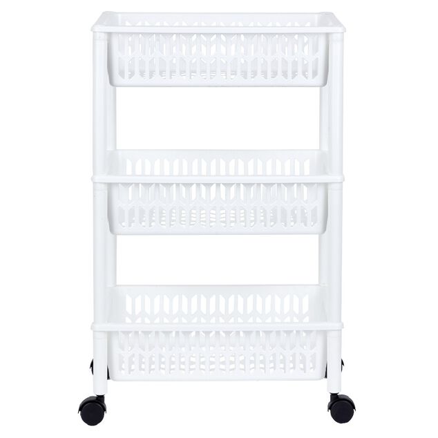 Desserte de cuisine 3 niveaux pani&egrave;res blanches