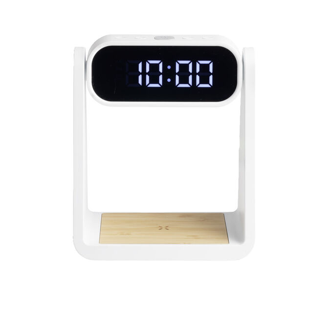 Lampe LED 3en1 horloge num&eacute;rique et chargeur &agrave; induction