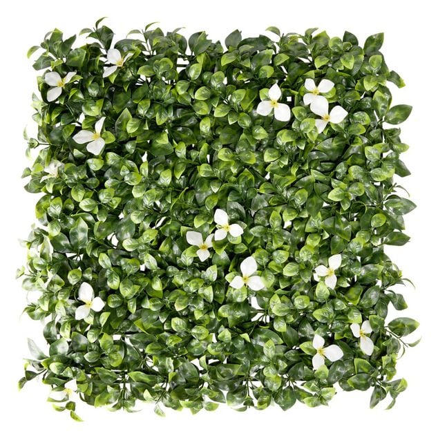 Carr&eacute; de fleur artificielle mural vert 50x50cm