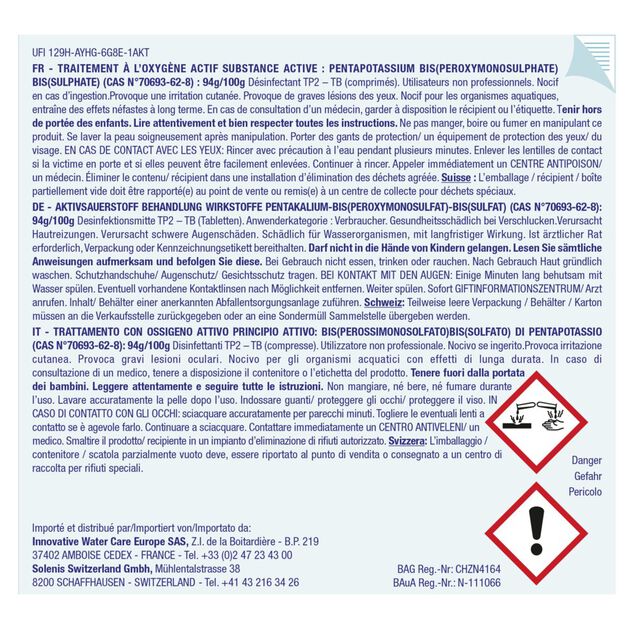 Traitement choc sans chlore pastille 20g Marina 1,2kg