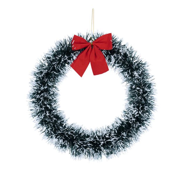Couronne de No&euml;l avec noeud rouge &Oslash;30cm