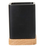 Gobelet de salle de bain noir et bois