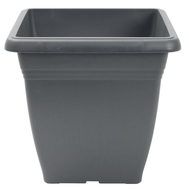 Pot de fleur carr&eacute; 17L plastique gris anthracite 32x32xH30cm