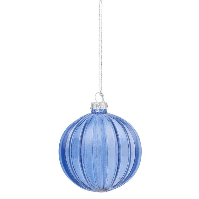 Boule de No&euml;l en verre bleu &Oslash;10 cm