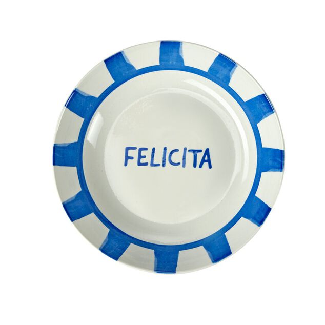 Assiette creuse porcelaine "Felicita" blanche et bleue Ø20cm