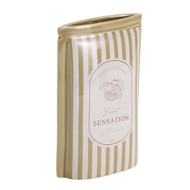 Vase c&eacute;ramique forme pochette 13,5x6,5xH20cm (2 mod&egrave;les matcha ou cacao)