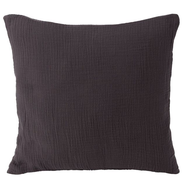 Housse de coussin 40x40cm gaze de coton gris